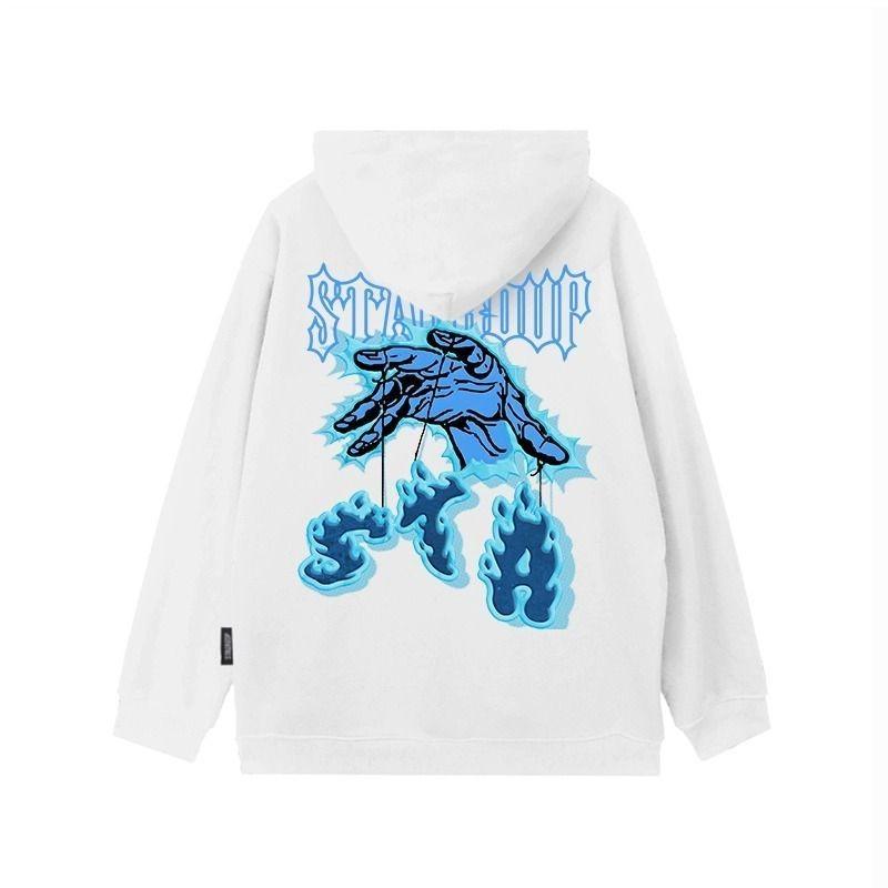 M-8XL Large Hoodie American Street Trendy Brand Flame Element Print Suitable For Men's And Women's Jackets