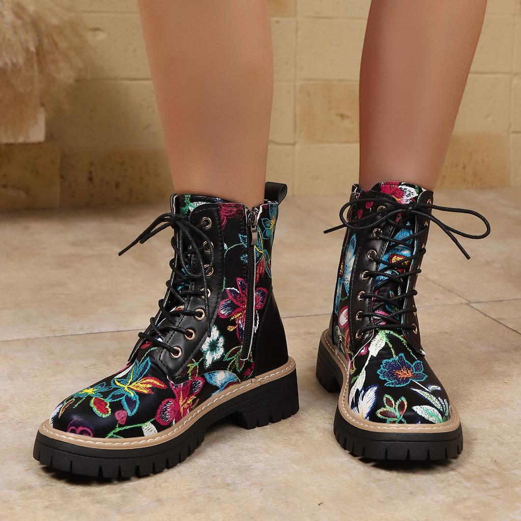 Botas nuevas de estilo Martin de caña alta casual con cordones, punta redonda, para otoño e invierno, de talla grande, estilo europeo y americano