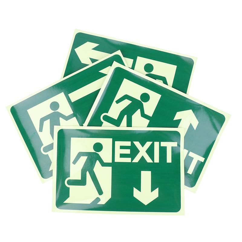 Glow In Dark Exit Signs Luminous Security Stickers Wall Safety Adhesive Fire Evacuation Directional Night Visibility Signage