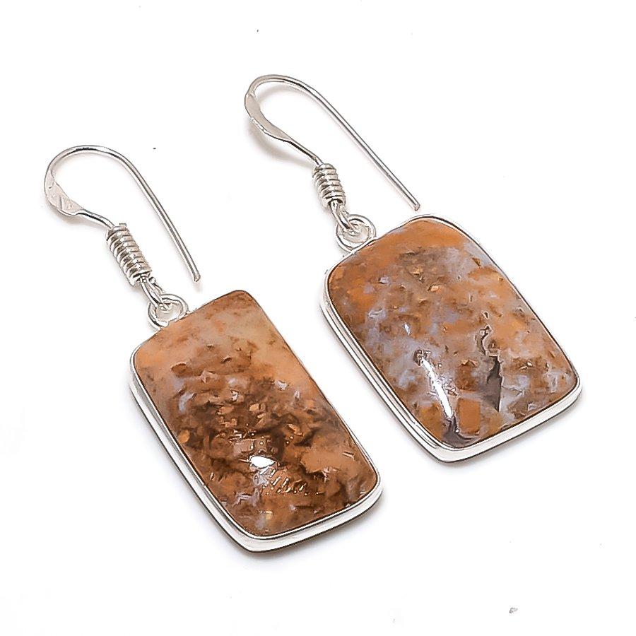 Natural African Moss Gemstone 925 Sterling Silver Jewelry Earring 1.62 AE-12340