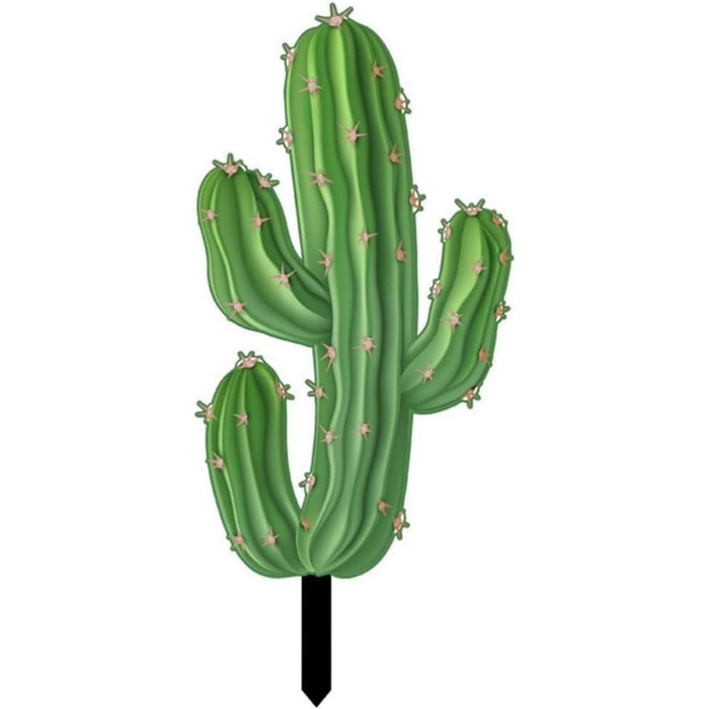 Cactus Garden Stake Acrylic Cactus Yard Art Outdoor Cactus Statue Sculpture Ornament for Garden Lawn Ground Yard Decorations