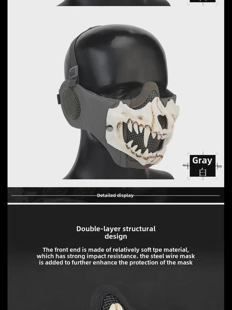 Fang Skull Mask with Ear Protection for Halloween and Outdoor Cycling