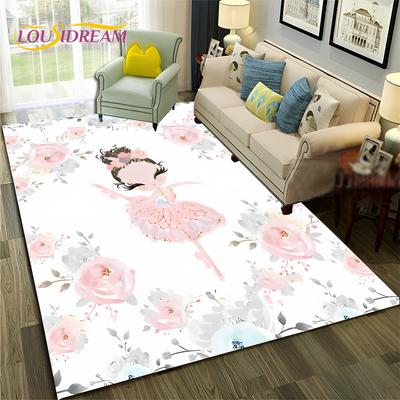 Cartoon Dream Ballet Girl Ballerina Swan Carpet Rug for Home Living Room Bedroom Sofa Doormat Decor,kids Area Rug Non-slip Mat