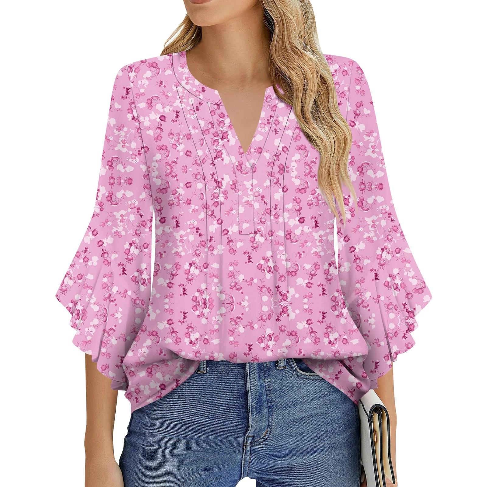 

Женская Мода Повседневная Плиссированная Футболка с V-образным Вырезом Однотонная Рукав Три Четверти Элегантный Топ M