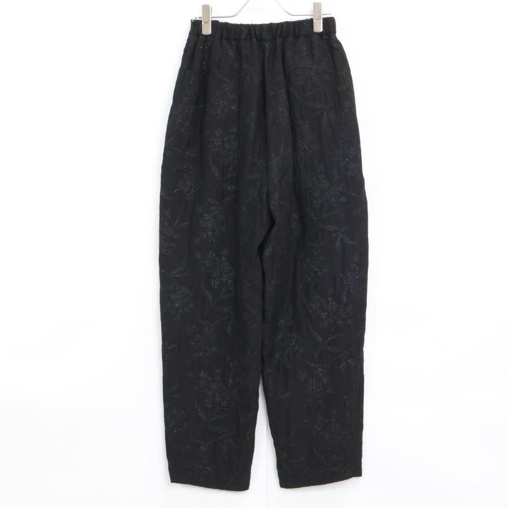 PALE JUTE 24AW Black Lame Flower Jacquard Pants Bottoms S blackUsed