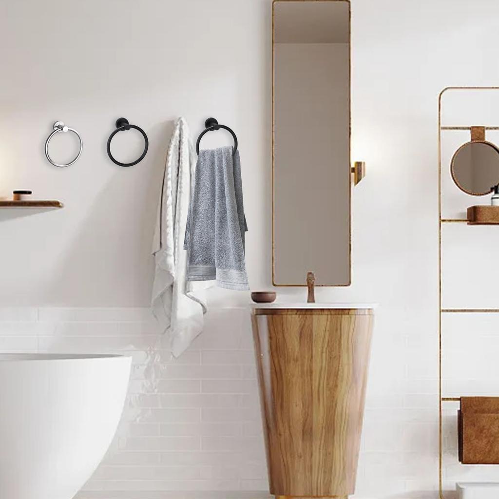 Anti Rust Towel Ring Black Corrosion Resisting Silver