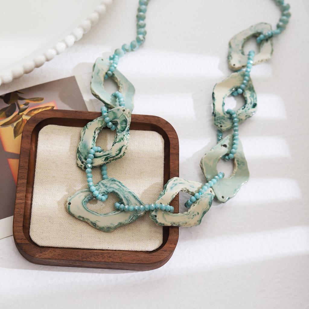 Exaggerated Retro Bohemian Acrylic Beaded Necklace Women's Ethnic Style Sweater Chain Accessories