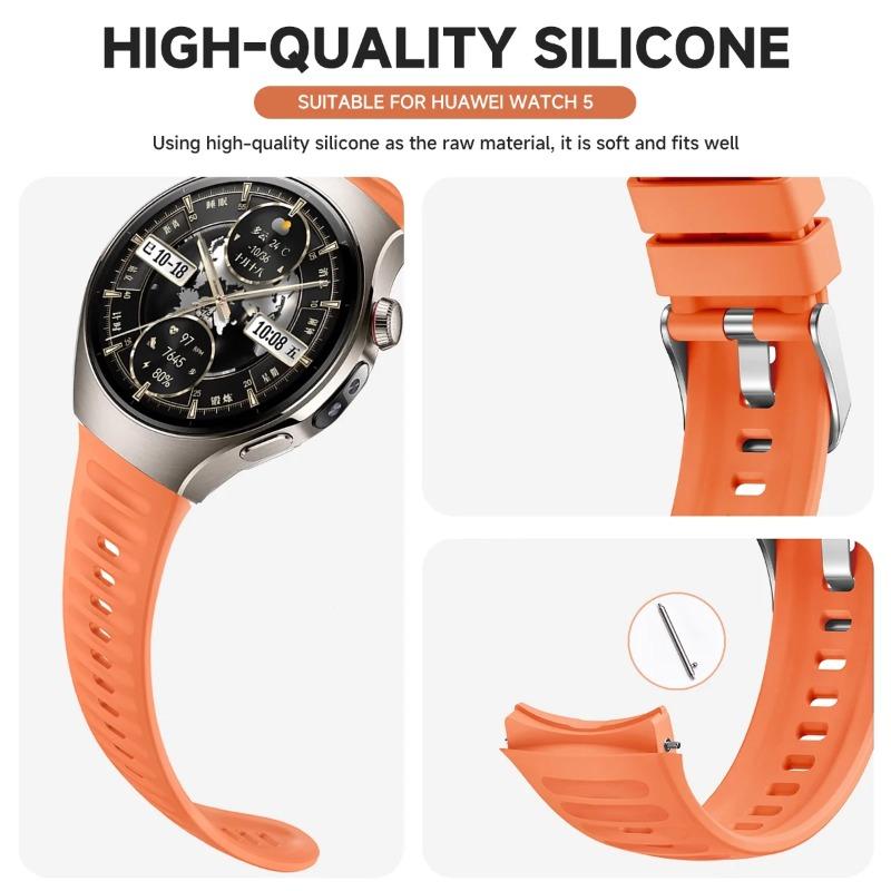 Original Silicone Strap For Huawei Watch 5 42MM No Gaps Rubber Sport Band For Huawei Watch 5 46mm Business Quick Release Band