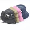Western Denim Style Hiking Hat, Star-washed Distressed Sun Hat, Vintage Outdoor Fishing Hat, All-season Vacation Pot Hat