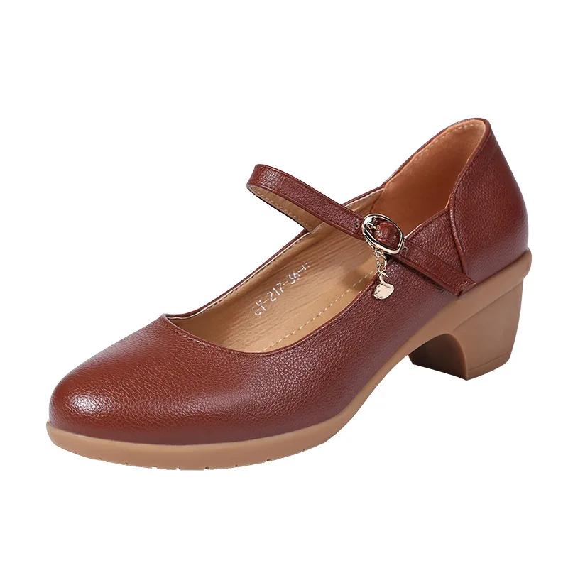 fashion women square heel dancing shoes ankle strap Mary Jane round toe comfortable ladies dancing party work wedding