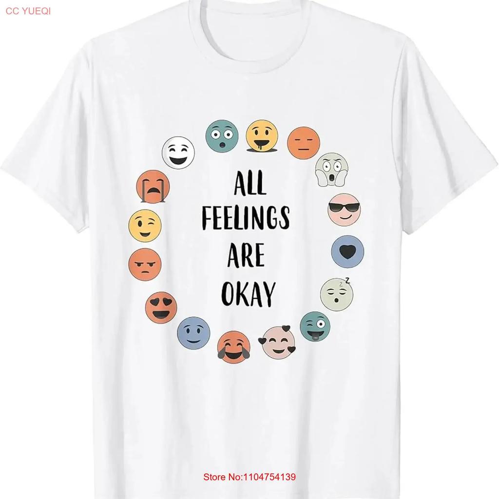 All Feelings Are Okay School Teacher Psychologist Counselor T Shirt Vintage Washed Top For Everyday Wear Homme Breathable