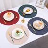 1/4/6 Sets Round PU Leather Placemats and Coaster Set Insulation Mat Oil-Proof Waterproof Table Place Mats for Coffee Blue Green
