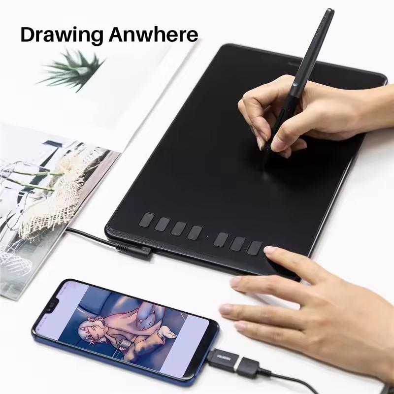 

H950P Digital Tablet Drawing Pen Tablet Graphics Tablet with OTG Battery-Free Stylus for Android/PC drawing board чёрный