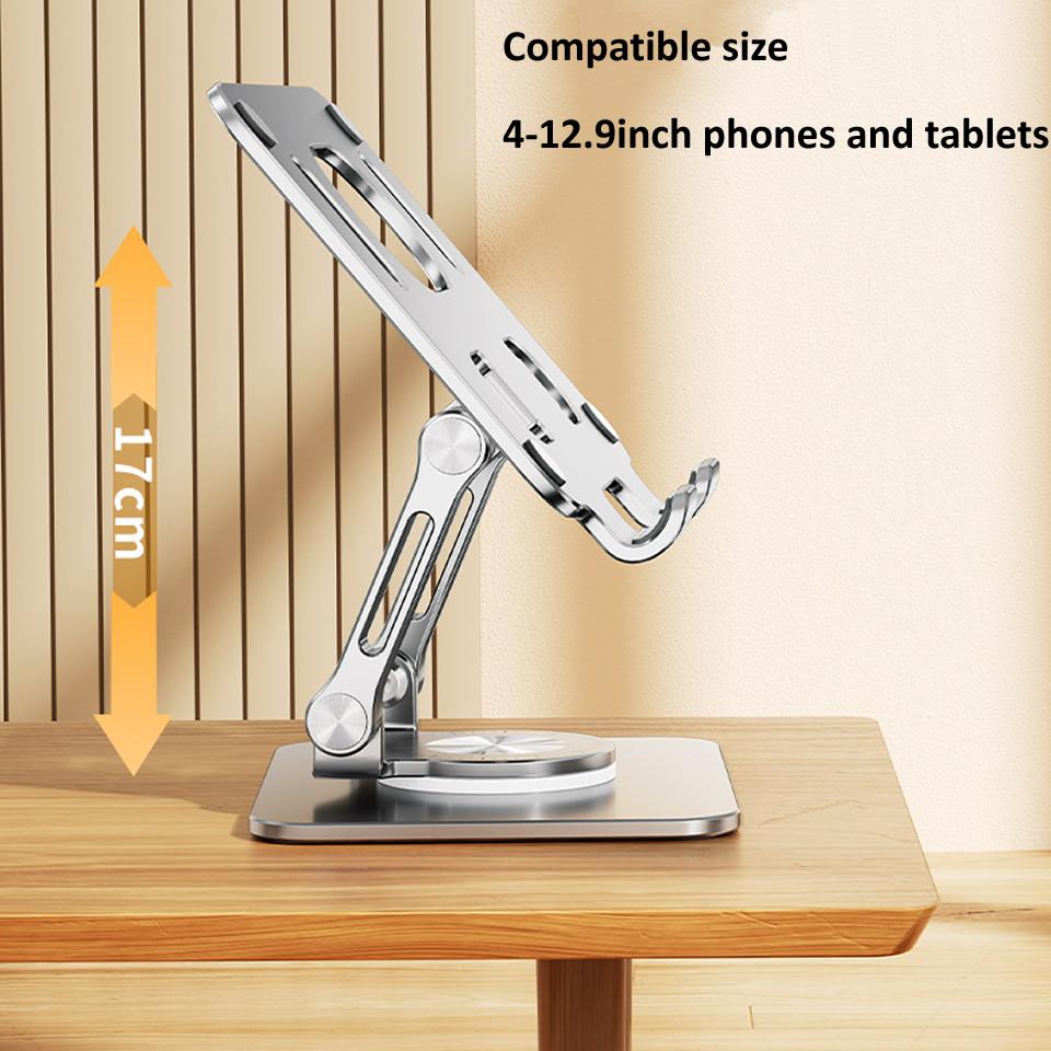 Aluminum Tablet Stand Desk Riser 360° Rotation Multi-Angle Height Adjustable Foldable Holder Dock for Xiaomi Samsung iPad Universal Tablet