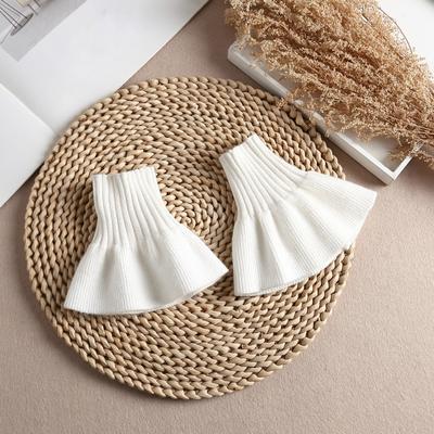 1 Pair Women Wrist Cuffs Knitted Elastic Anti-slip Ruffle Keep Warm Wrist Decoration Solid