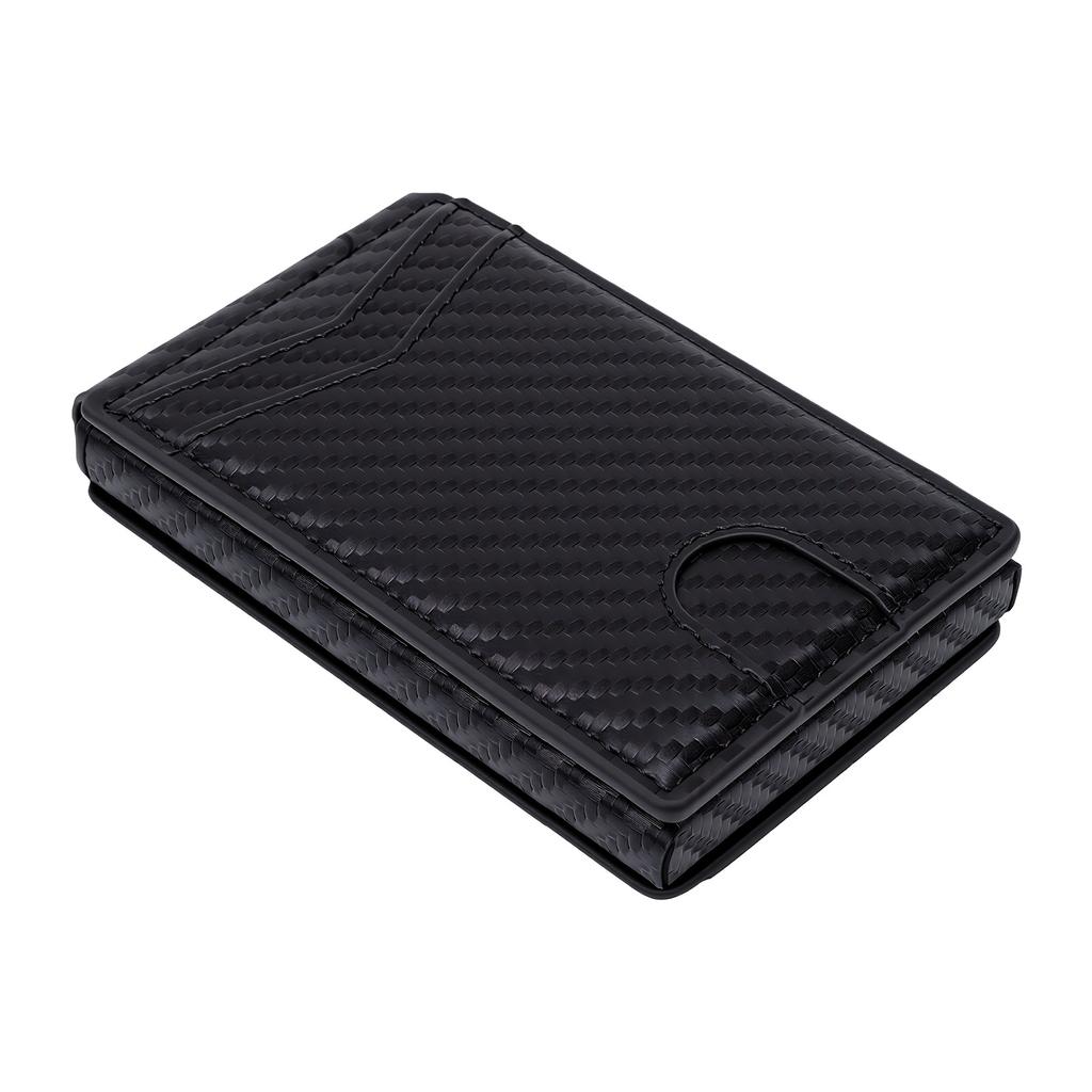 Wallet for Men Carbon Fiber Slim Minimalist Bifold Magnetic Blocking Pop Up Credit Card Holder Case Holds 11 Cards for
