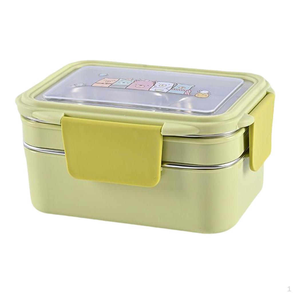 2 Layer Stainless Steel Bento Box, Large Capacity Food Storage Containers Lunch Container for Office