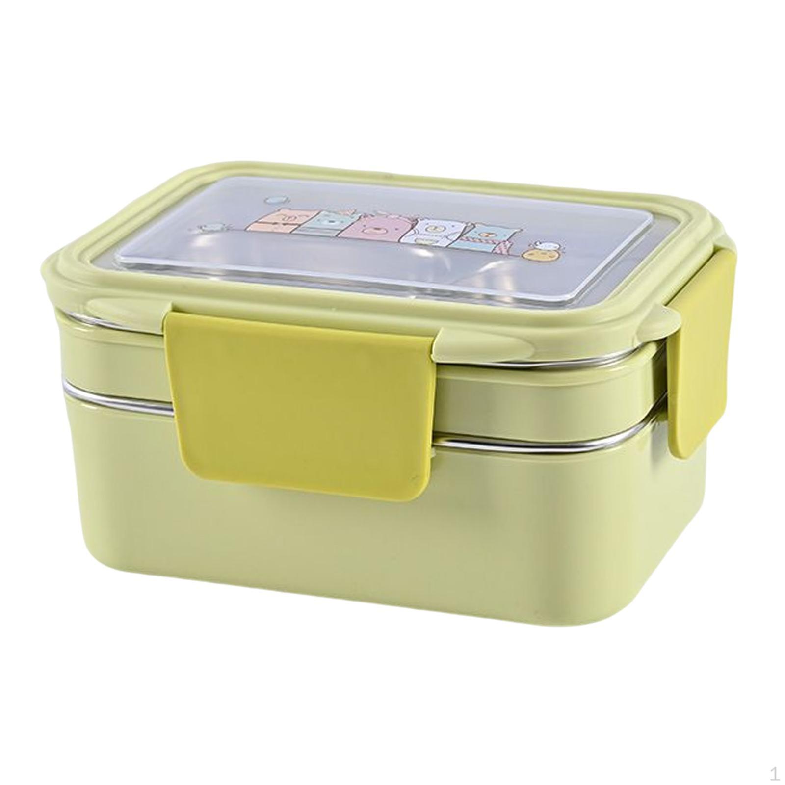Двухъярусный бенто-бокс из нержавеющей стали контейнеры для хранения еды большой емкости ланч-бокс для офиса Yellow 1530₽
