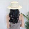 Japanese Celebrity French Retro Pearl White Flat Top Top Hat Women'S Summer Foreign Trade Export Shade Panama Straw Hat