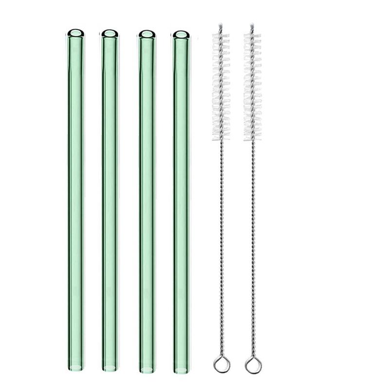 4 szt. 20 cm Szklane Słomki do Picia Wielokrotnego Użytku Kolorowe Szklane Słomki do Napojów Sok Ekologiczne Słomki Koktajlowe Barowe Naczynia do Picia