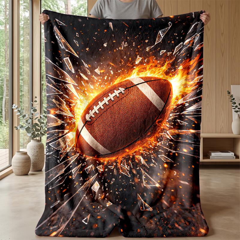 Flame and Water Soccer Theme blanket Lightweight Warm Flannel Blanket Decorative Throw Blanket for Home Decoration