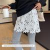 Lace Hem Layered Sweatshirt Skirt - Versatile White Short Skirt & Outerwear Piece