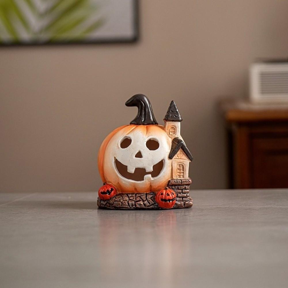 Scary Halloween Pumpkin House Resin Pumpkin Sculpture Haunted House Ornaments  Computer Ornament