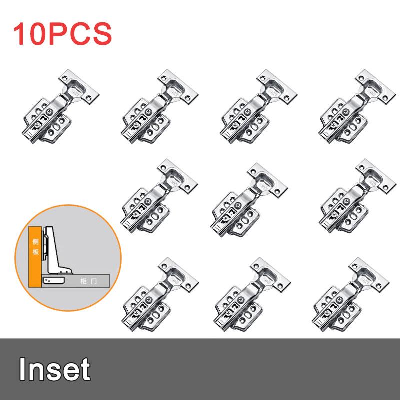 2/10PCS Stainless Steel Cabinet Hinges Soft Closing Hydraulic Door Hinge Damper Concealed Hinges with Screws