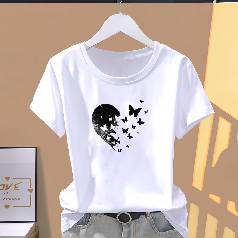 Women's T-shirt, Short-sleeve, Cute and Trendy, Perfect for Summer Daily Fashion Wear.
