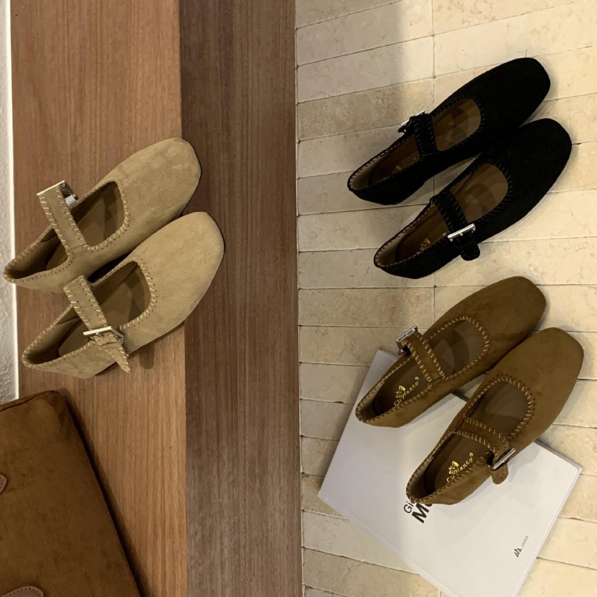 

2025 autumn and winter new round head woven one-word belt buckle soft sole women s soft sole suede fashion women s single shoes 39 абрикосовий