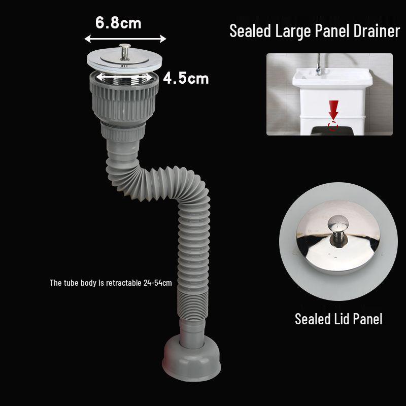 4050 Stainless Steel Mop Sink & Anti-Odor Laundry/Dishwashing Drain Outlet