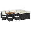 Ensemble de Canapé de Jardin vidaXL 13 pièces avec Coussins Noir Poly Rattan Acacia, Ensemble de Salle à Manger de Jardin 3362700