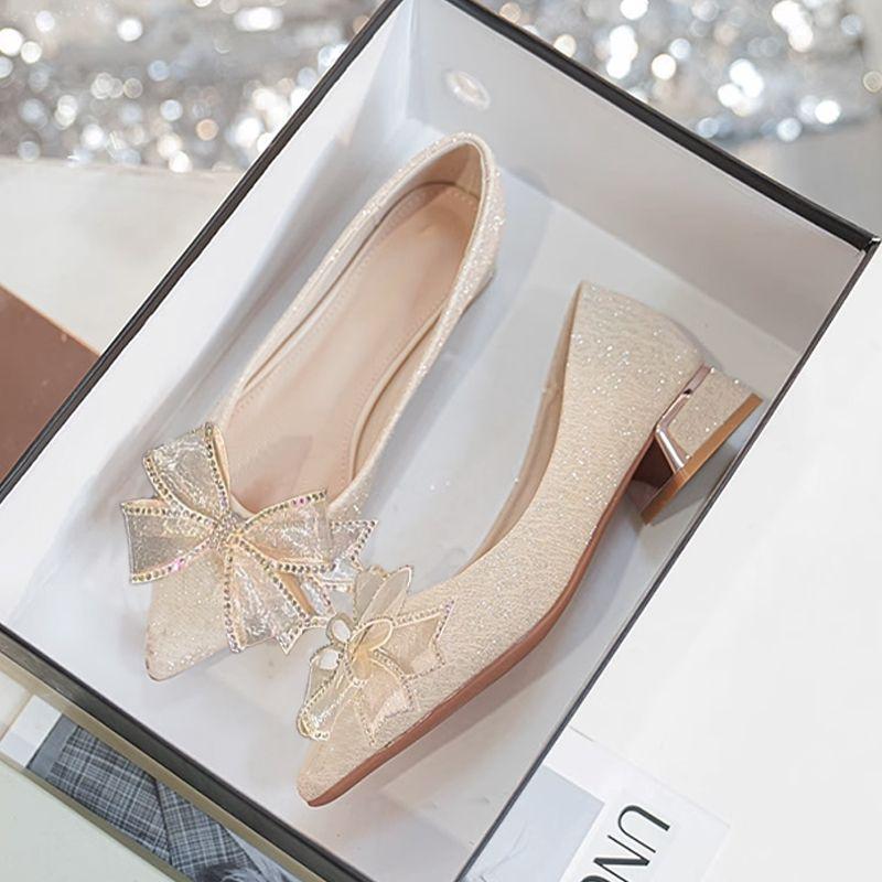 Women Pumps Pointed Toe High Heel Shoes Women Summer Fashionable Versatile Heels Women Slip On Simple Style Wedding Bridal Shoes