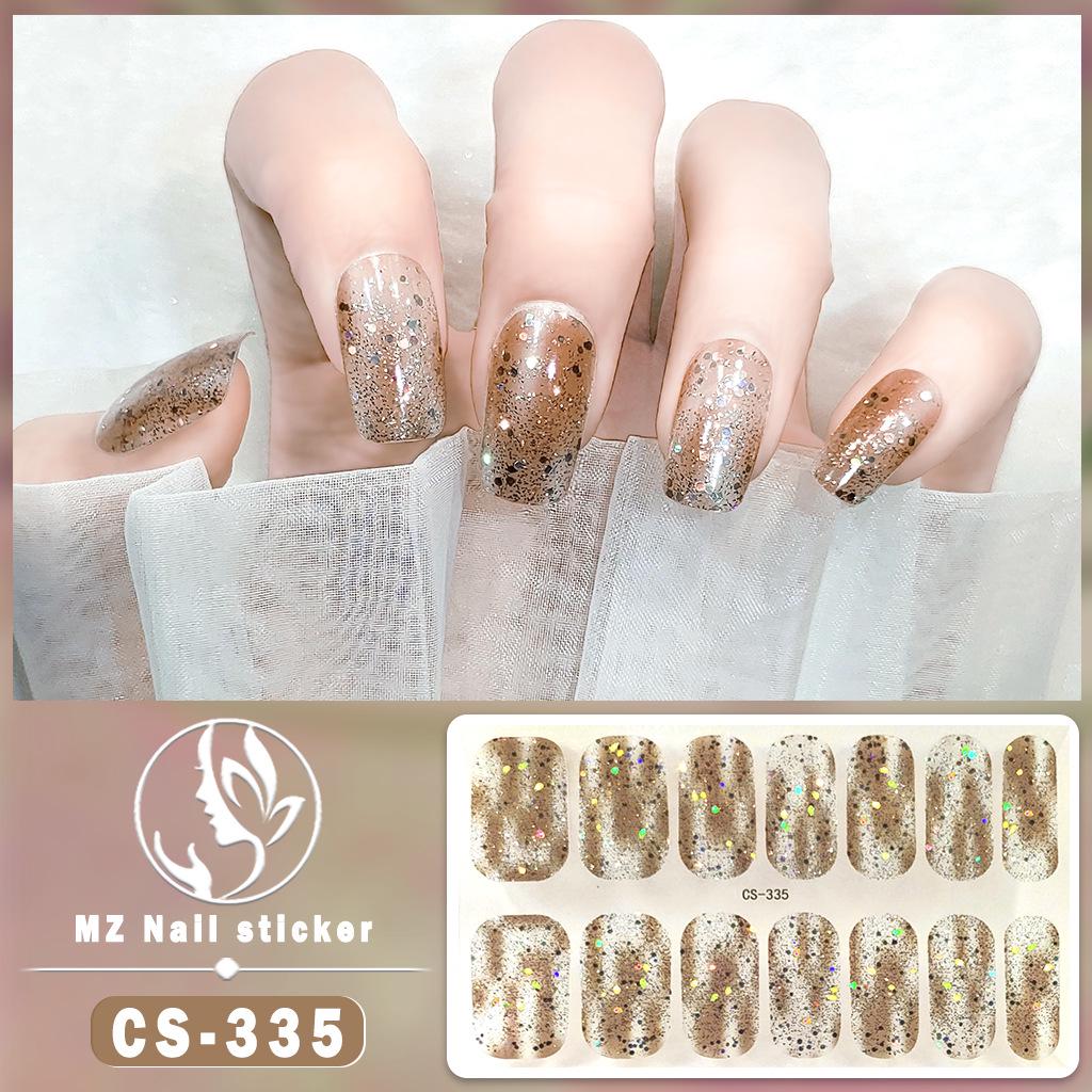 CS Waterproof No-Bake Gel Nail Polish: Full-Cover Korean-Style Multi-Color Glitter Nail Art Stickers