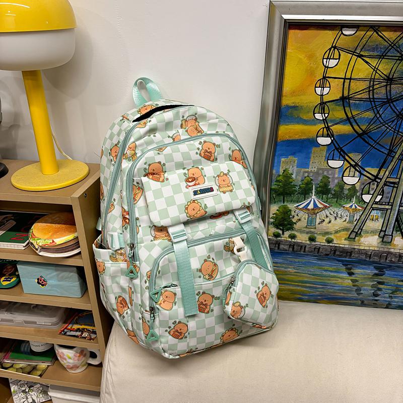 Printed Student Schoolbag Women's Large Capacity Travel Backpack with Coin Purse