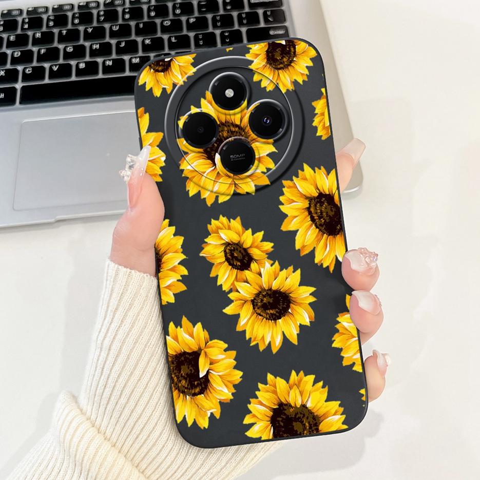 Für Xiaomi Redmi 14C Hülle Stylische Sonnenblume Hübsche Mädchen Rückabdeckung Weiche TPU Handyhülle Für Xiaomi Poco C75 C 75 Redmi14C Fundas