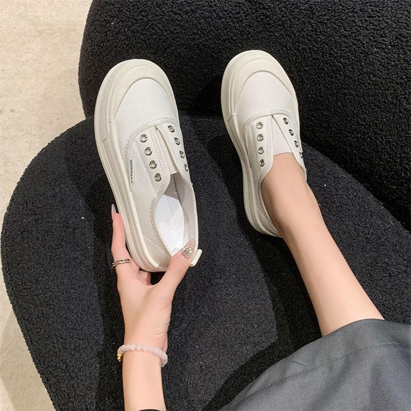 2025 autumn new versatile multi-color low-top canvas shoes women's platform lazy one-pedal casual board shoes single shoes tide