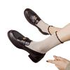 Französische Retro-Kamelie Frühling Neu Pedal Runde Spitze Einzelne Schuhe Weiches Leder Britische Lederschuhe