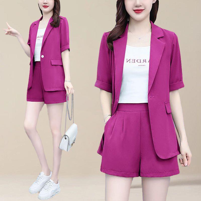 2024 Summer Korean Style Women's Blazer & Shorts Set - Thin, Casual, Elegant Two-Piece