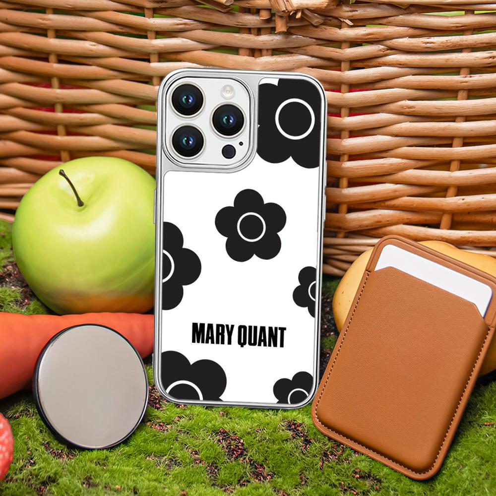 

Japan art Mary quant fashion flower Phone Case for iPhone 16 15 14 13 12 11 Pro Max Sheepskin Silver-edged protective case iPhone 13