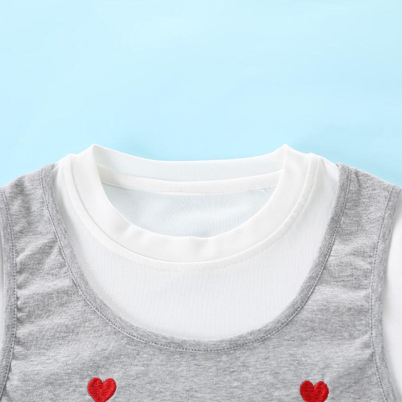 Mengtejiao Girls' Heart Embroidered Short Sleeve T-Shirt