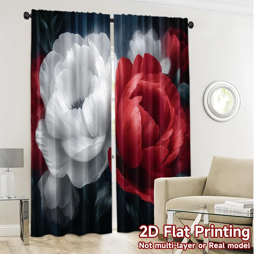 2D FLAT PRINTING 2pcs Curtains (Without Rod) Floral Harmony Design Easter holiday curtains with digital printing Versatile