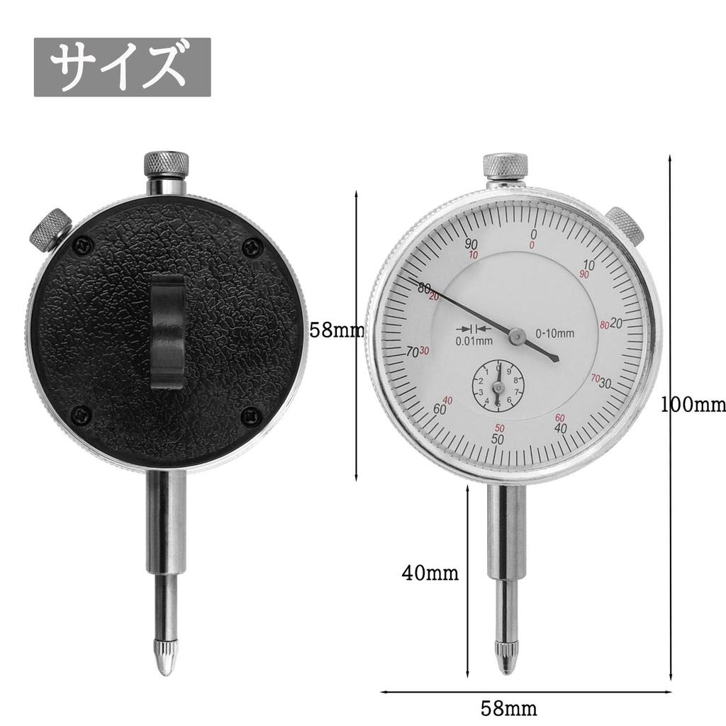 Wolfride Dial Dial Measuring Aluminum Alloy Precision Measuring Instrument Mechanical Manual Measuring Tool Gauge, High-Precision Indicator, 0.01mm