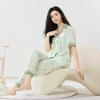 Women's Summer Cotton Pajama Set - Fresh Lapel Cardigan Two-Piece for Indoor & Outdoor Wear