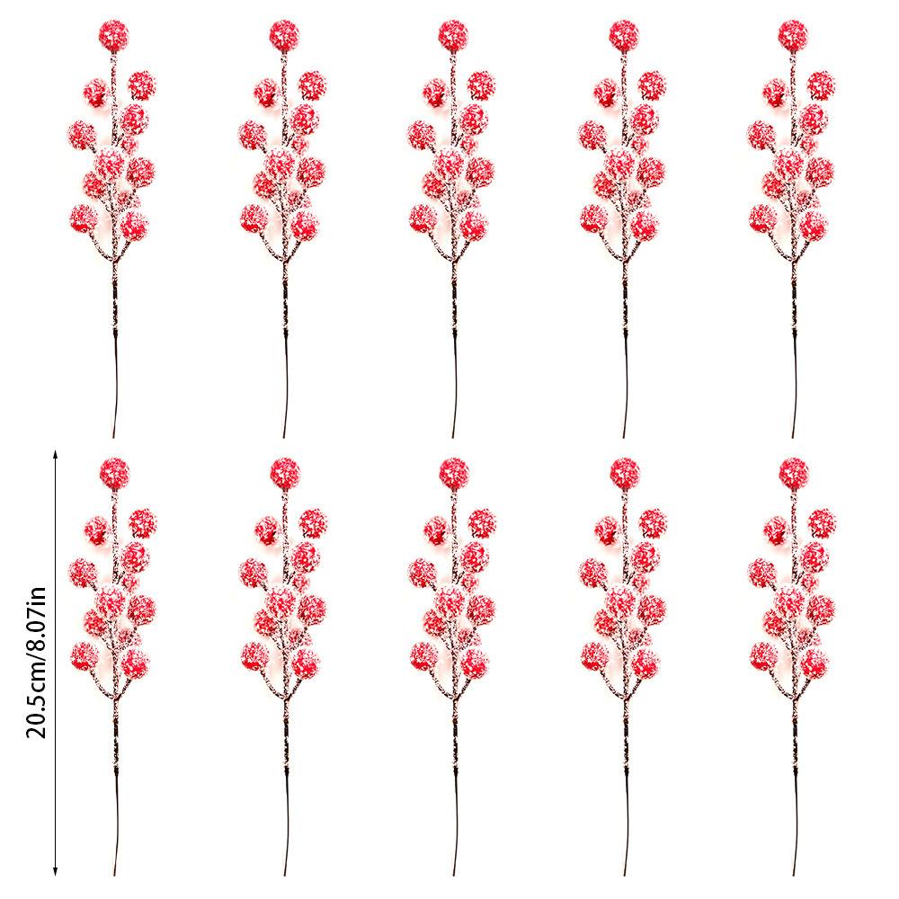 10 Christmas red fruits with snowflakes and berries Christmas decoration ornaments