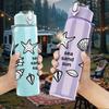 1PC Seashell Starfish Sketch Pattern 750ml Color Plastic Sports Water Bottle Leakproof Flip Straw Lid Suitable for Sports Office Home Use