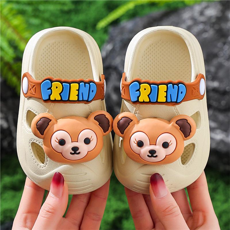 Cute Cartoon Clogs For Girls Summer Non Slip Soft Sole Closed Toe Sandals Baby Bath Slippers Kids Lightweight Beach Shoes