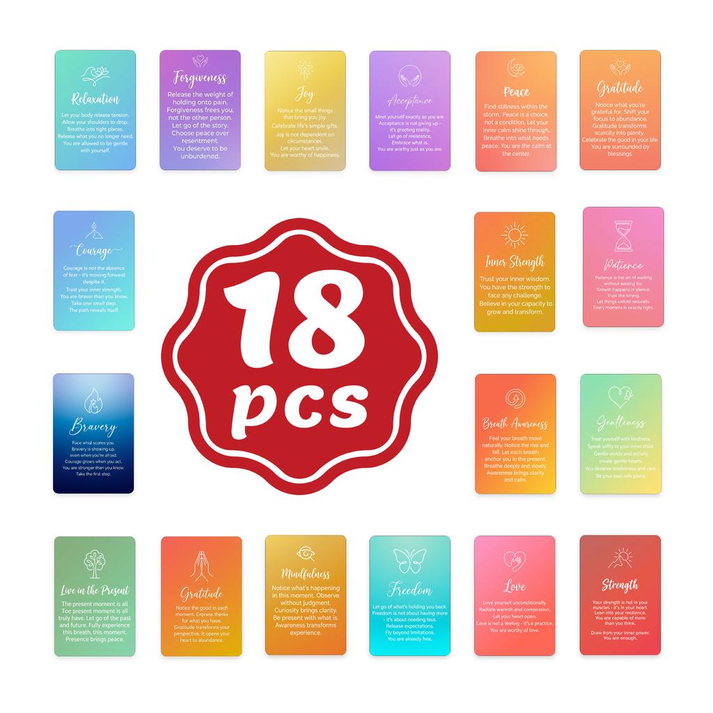 Affirmation Cards – 18Mindfulness Prompts, Encouraging Messages, Personal Growth Set | Confidence Boosting Tools For Women, Teen Girls, Kids, Adults