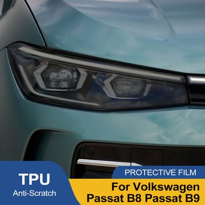 Rauchschwarz vorgeschnittene Scheinwerfer-Schutzfolie für Volkswagen Passat B8 B9 Kombi Kratzfest Hochglanz Auto Vinyl Wrap Folie