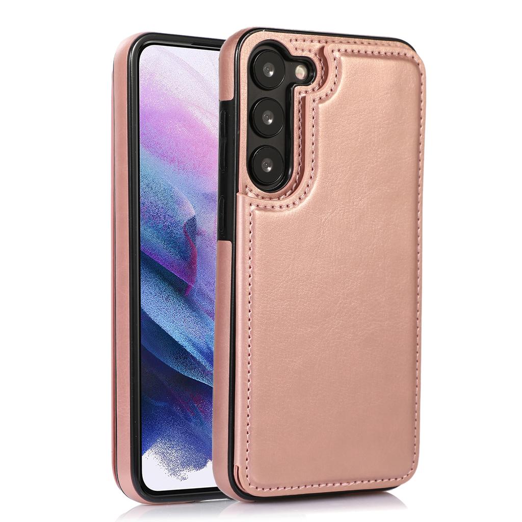 Für Samsung Galaxy S23 PU-Lederbeschichtete TPU-Handyhülle Duale Tasten Kartenhalter Ständer Abdeckung